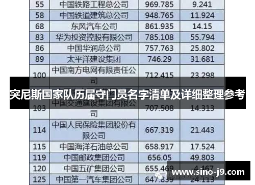 突尼斯国家队历届守门员名字清单及详细整理参考
