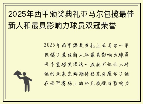 2025年西甲颁奖典礼亚马尔包揽最佳新人和最具影响力球员双冠荣誉