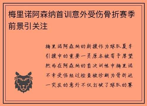 梅里诺阿森纳首训意外受伤骨折赛季前景引关注